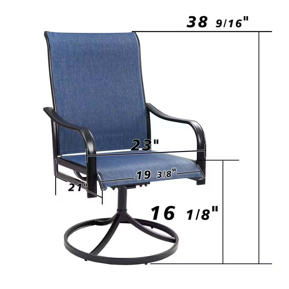 Outdoor Chairs Set of 2-Patio Swivel Chair/Outdoor Glider Chair-Comfortable Lawn Chairs for Relaxing-(Navy Blue)