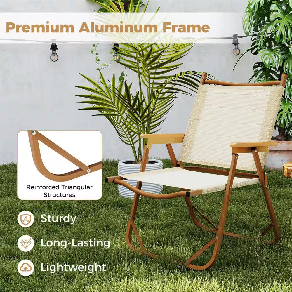 2-Pack Folding Camping Chairs Lightweight Fabric Lawn Chairs with Heavy Duty Aluminum Frame