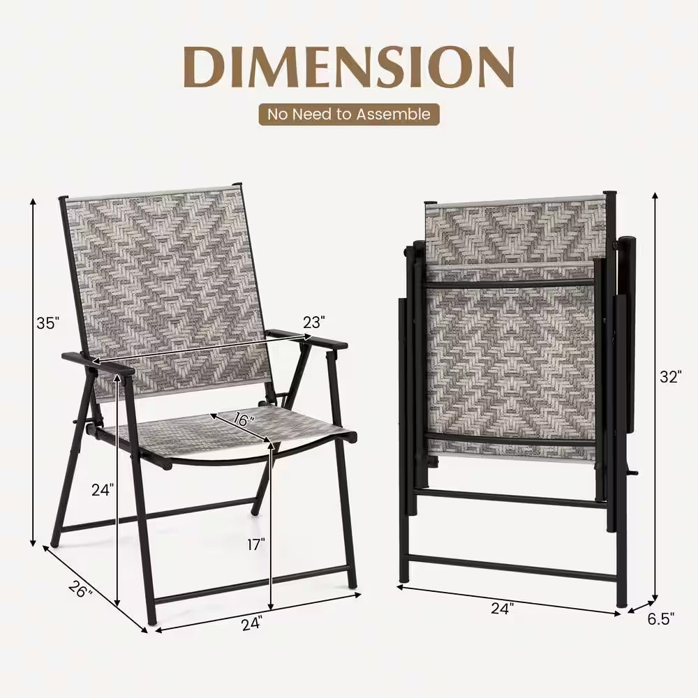 Folding Chairs with Armrests and Portable Lawn Chairs for Garden Backyard (Set of 4)