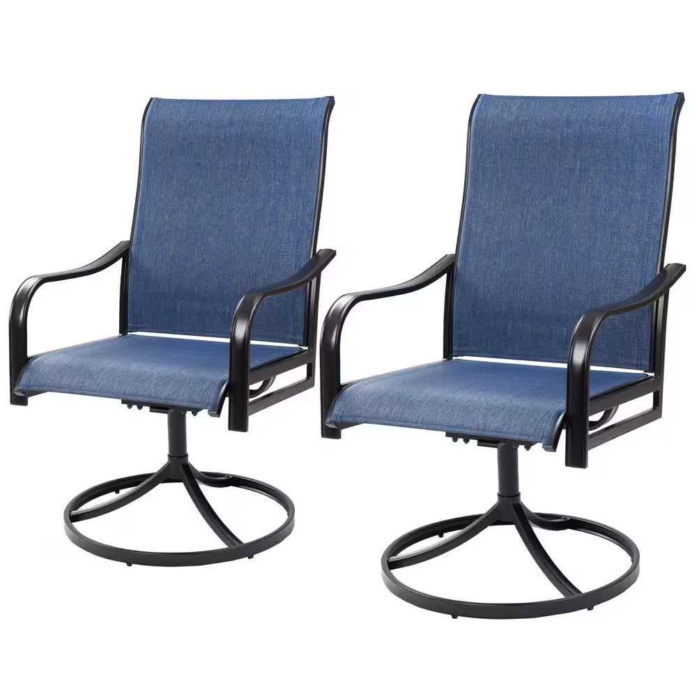 Outdoor Chairs Set of 2-Patio Swivel Chair/Outdoor Glider Chair-Comfortable Lawn Chairs for Relaxing-(Navy Blue)