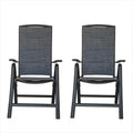 Padded Outdoor Lounge Chair Folding Lawn Chairs Patio Dining Chairs with Adjustable High Backrest, Set of 2