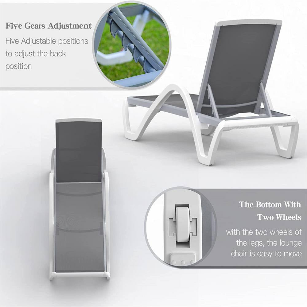 Patio Chaise Lounge Adjustable Aluminum Pool Lounge Chairs with Arm All Weather Pool Chairs for Outside, In-Pool, Lawn