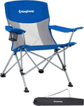 Camping Folding Chair Outdoor Lawn Chairs Folding for outside Oversized Mesh Back Portable Lightweight Camping Chair for Heavy Duty Adults with Cup Holder Padded Armrest Supports 300 Lbs