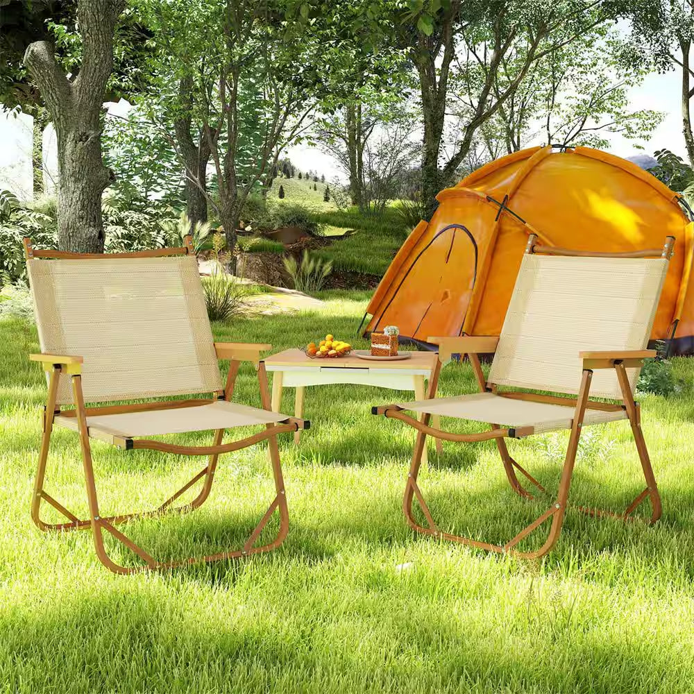 2-Pack Folding Camping Chairs Lightweight Fabric Lawn Chairs with Heavy Duty Aluminum Frame