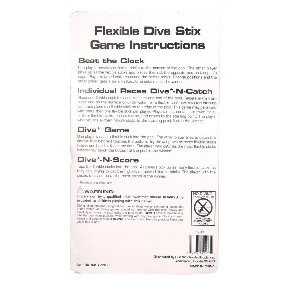 Plastic Dive Stix Pool Toys, Multicolor
