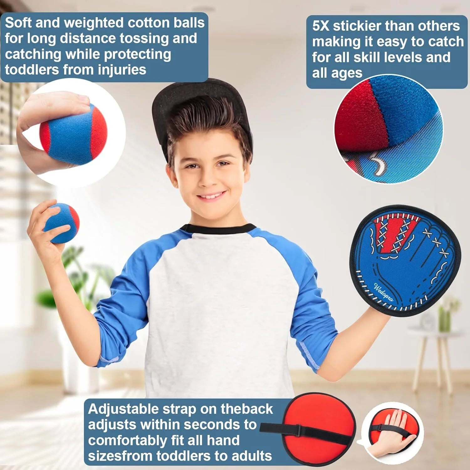 Toss and Catch Ball Game Set, Kids Outdoor Play Toys Beach Pool Yard Outside, Sticky Baseball Training Glove for Toddlers Ages 4, 5, 6, 7, 8-12 Years Old