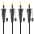 Outdoor Torches with Wick Aand Snuffer Cap Set of 4 (Cone), Citronella Oil Lamp, 3 In. X 60 In. Metal Oil Outdoor Torch
