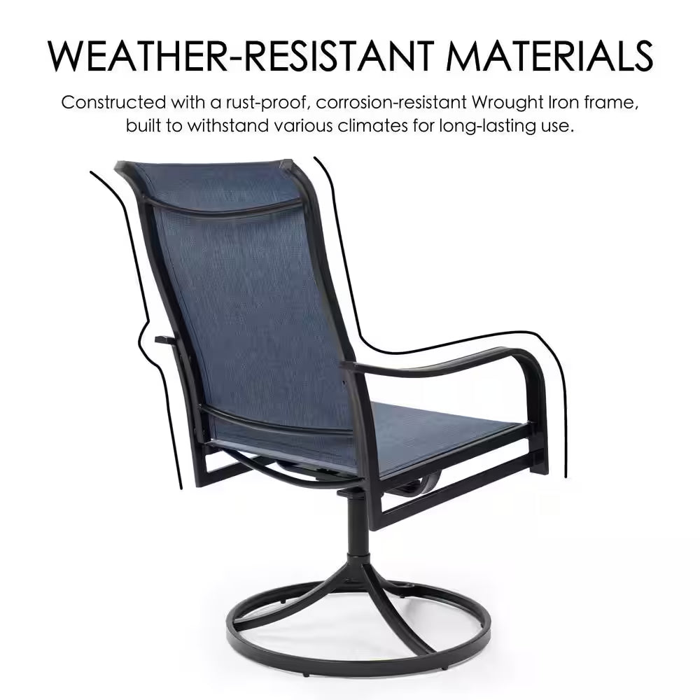 Outdoor Chairs Set of 2-Patio Swivel Chair/Outdoor Glider Chair-Comfortable Lawn Chairs for Relaxing-(Navy Blue)