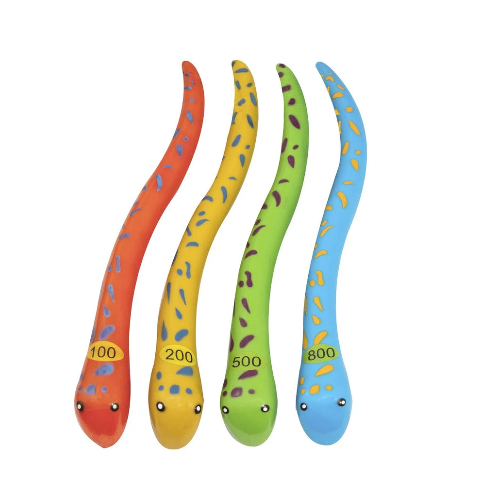 Set of 4 Vibrantly Colored Fun Moray Eel Diving Point Sticks Swimming Pool Toys 10''