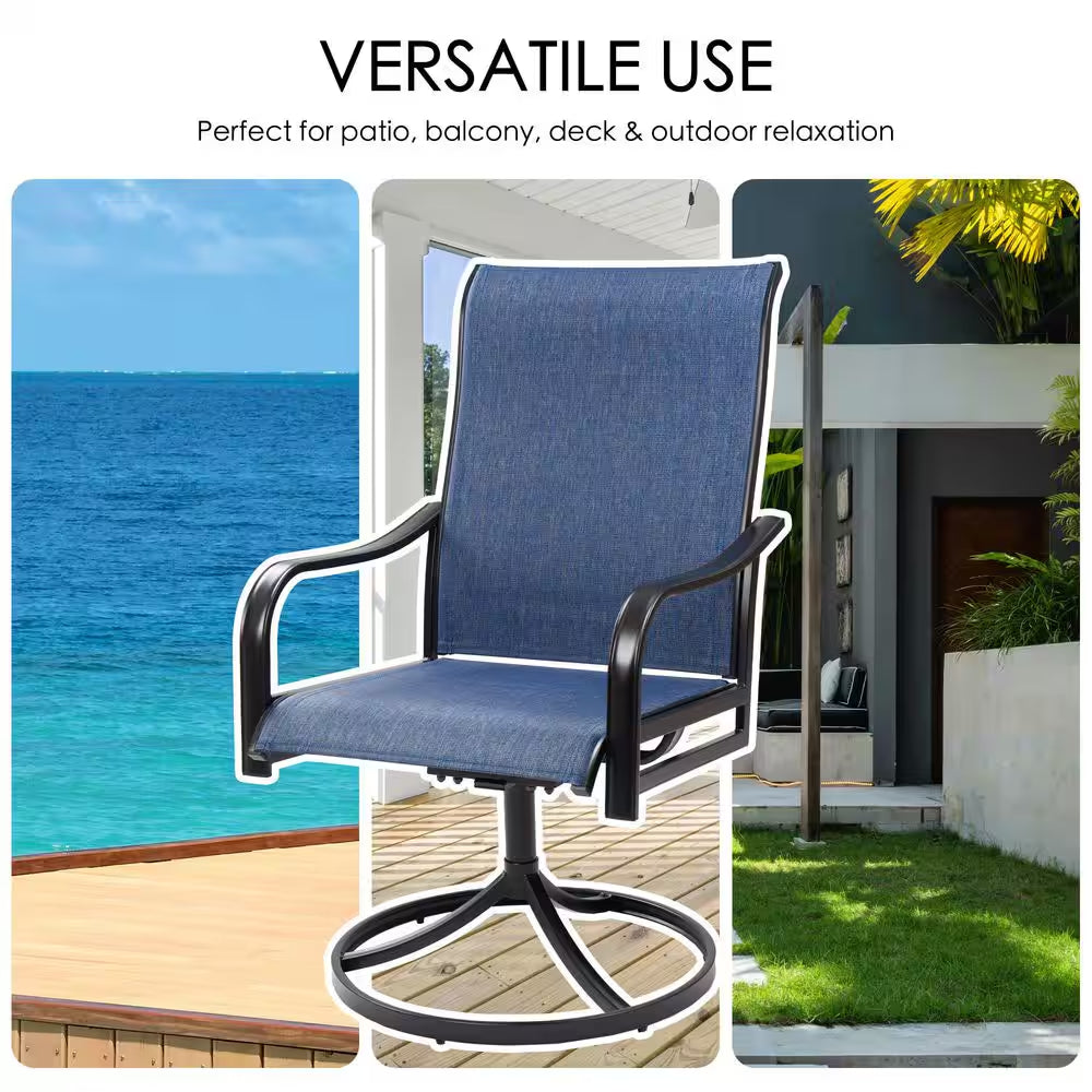 Outdoor Chairs Set of 2-Patio Swivel Chair/Outdoor Glider Chair-Comfortable Lawn Chairs for Relaxing-(Navy Blue)