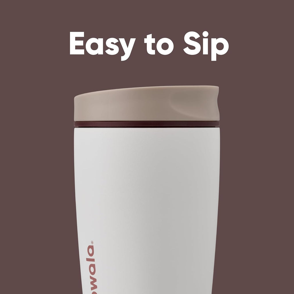 Owala Smoothsip Slider Insulated Stainless Steel Coffee Tumbler, Reusable Iced Coffee Cup, Hot Coffee Travel Mug, BPA Free 12 Oz, Vanilla Bean