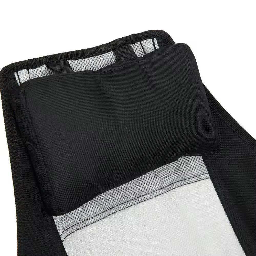 Black Metal Folding Lawn Chair, Outdoor Hammock Camping Chair with Adjustable Back, Cup Holder and Carry Bag (2PCS)