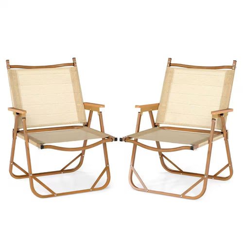 2-Pack Folding Camping Chairs Lightweight Fabric Lawn Chairs with Heavy Duty Aluminum Frame