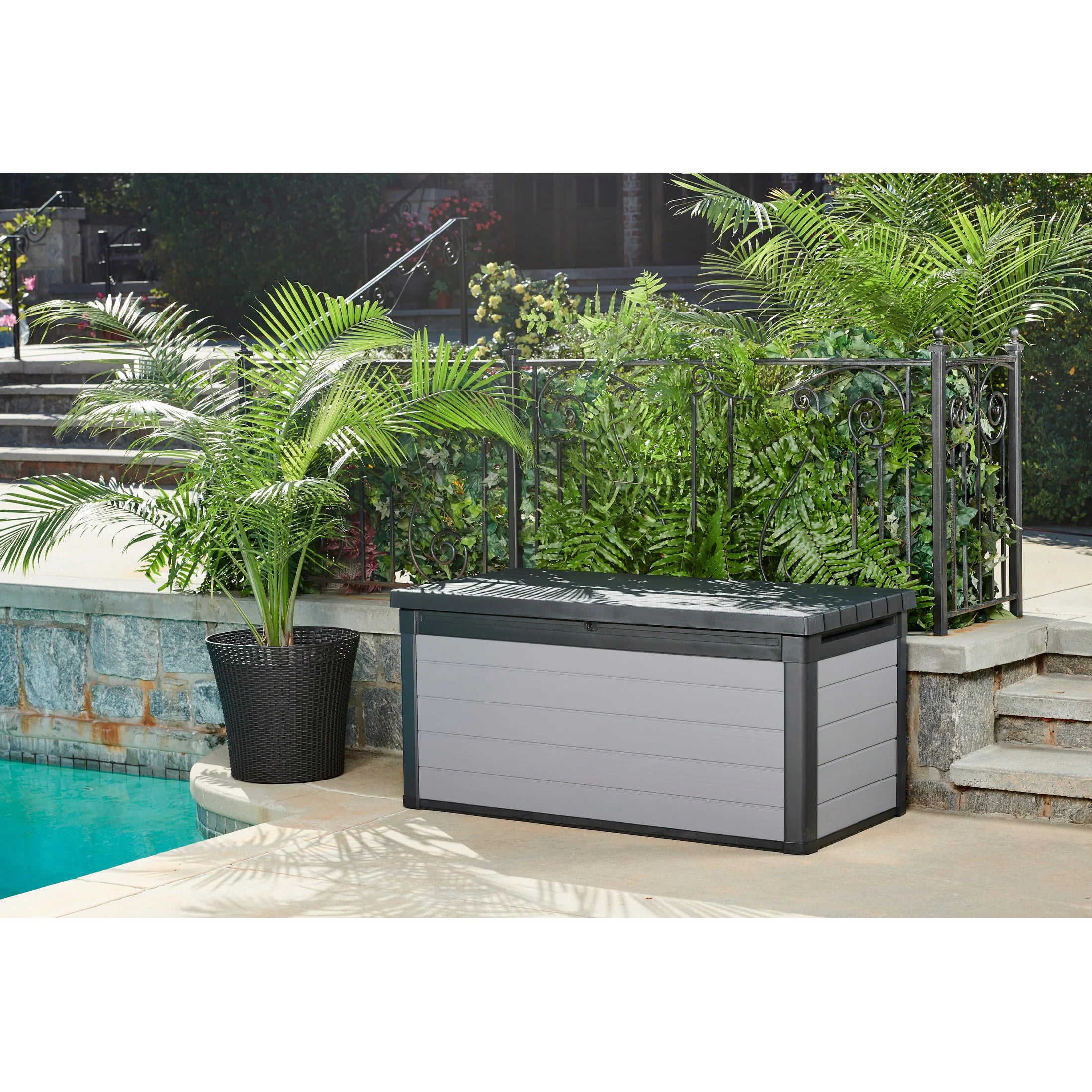Premier 150 Gallon Durable Resin Outdoor Storage Deck Box for Furniture and Supplies, Grey