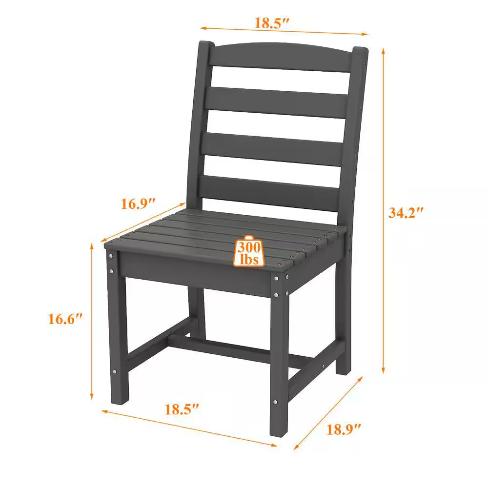 6-Piece HDPE Patio Dining Chairs, Heavy Duty Wood-Like Outdoor Dining Chairs for Garden, Deck, Lawn, Gray