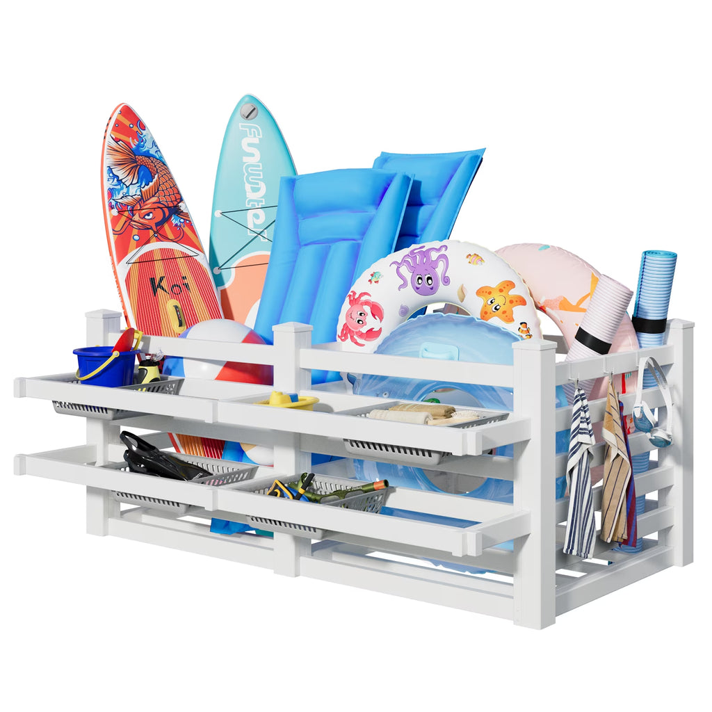 Extra Large Poolside Organizer, 64In W X 92In L X 38In H Waterproof Outdoor Pool Float Storage Bin, Upgraded Oversized Version for Pool Toys & Floats Storage& Pool Deck
