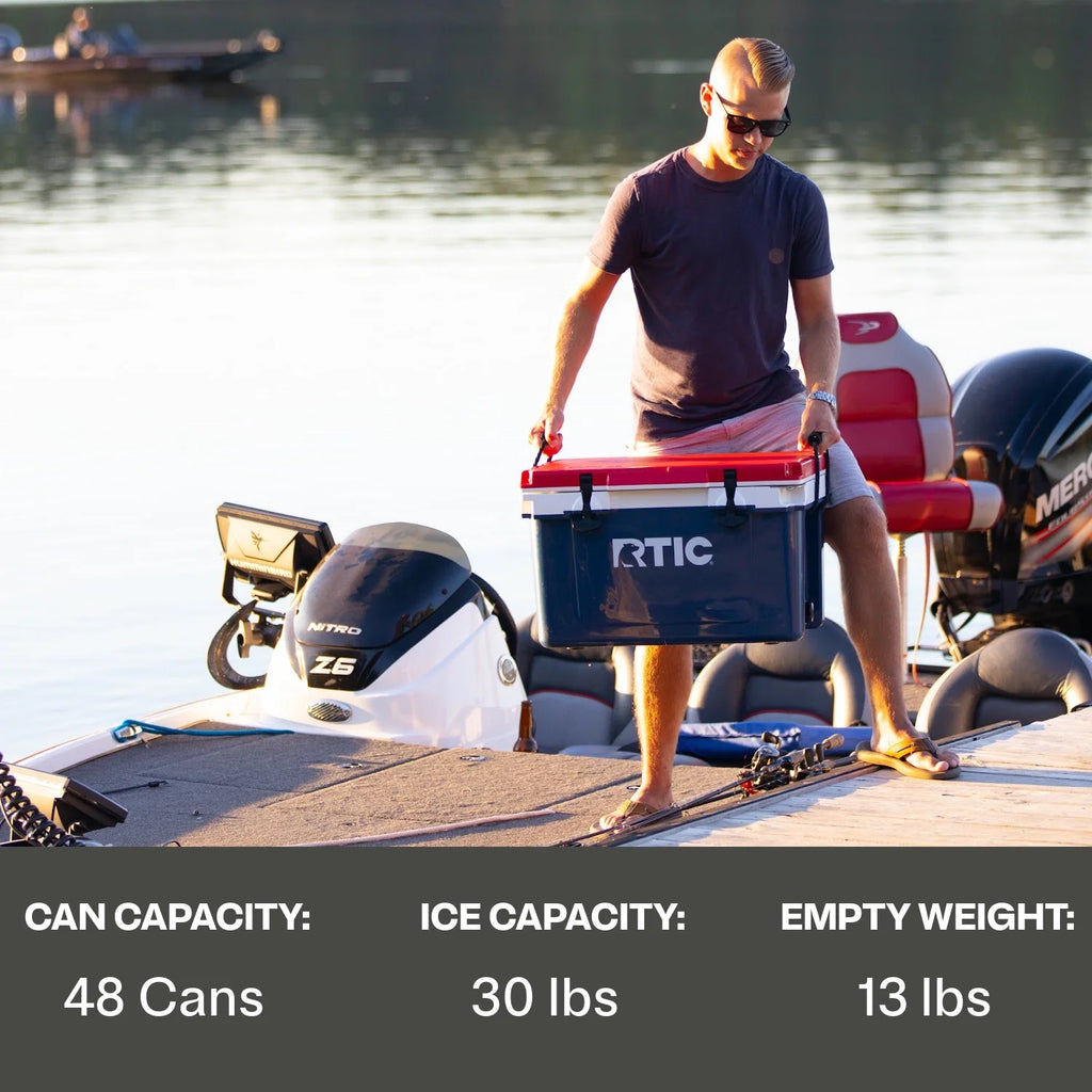 Ultra-Light 32 Qt Hard-Sided Ice Chest Cooler, Fits 48 Cans, Grey
