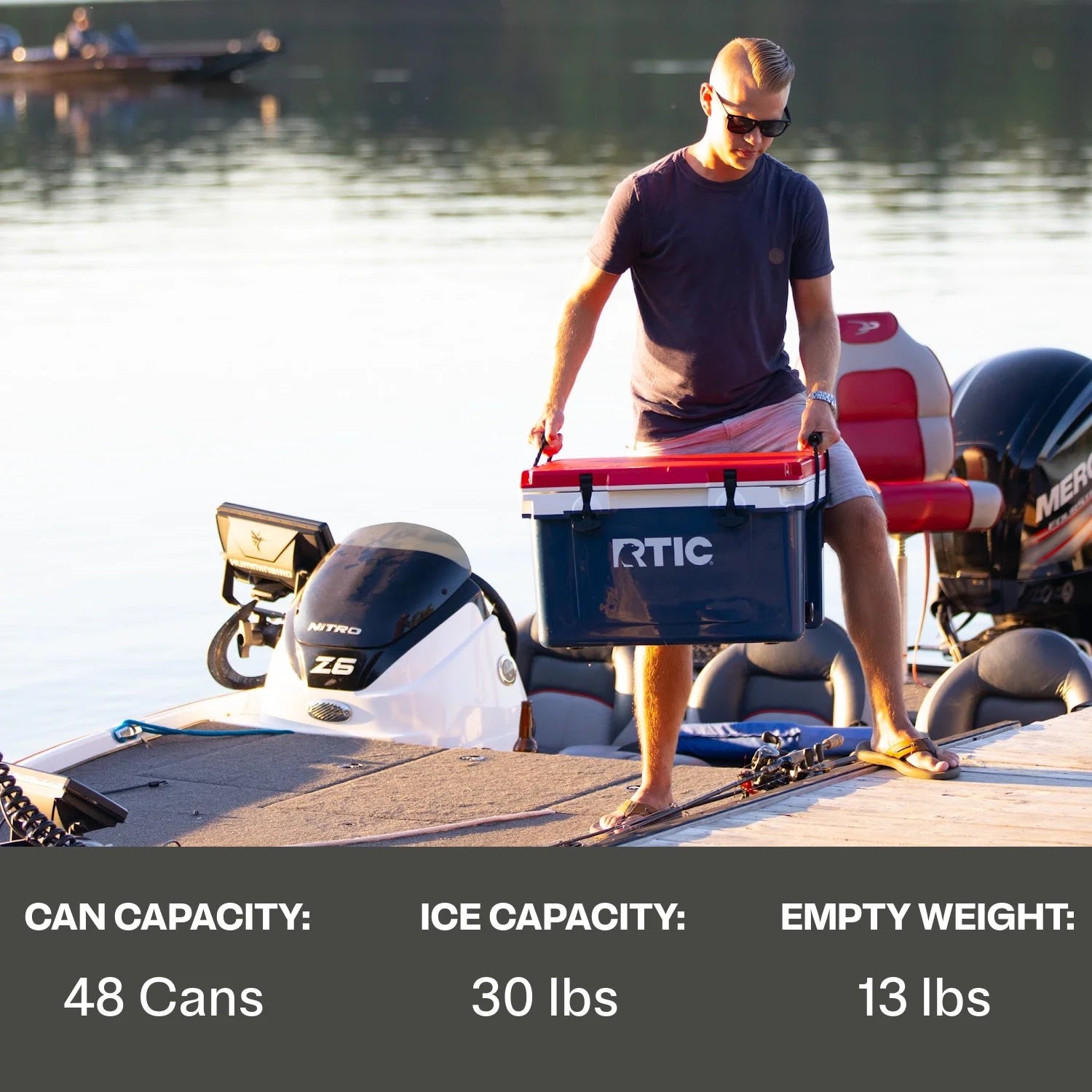 Ultra-Light 32 Qt Hard-Sided Ice Chest Cooler, Fits 48 Cans, Grey