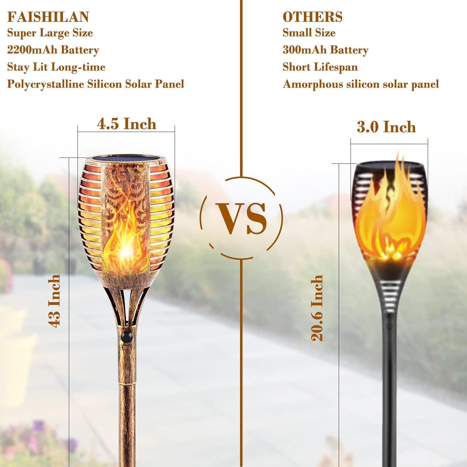 Solar Flickering Flame Torch,Solar Torch Lights 96 Leds Waterproof Solar Outdoor Light Christmas Decor Outdoor Lights Torches Dancing Flame Auto On/Off 4 Pack