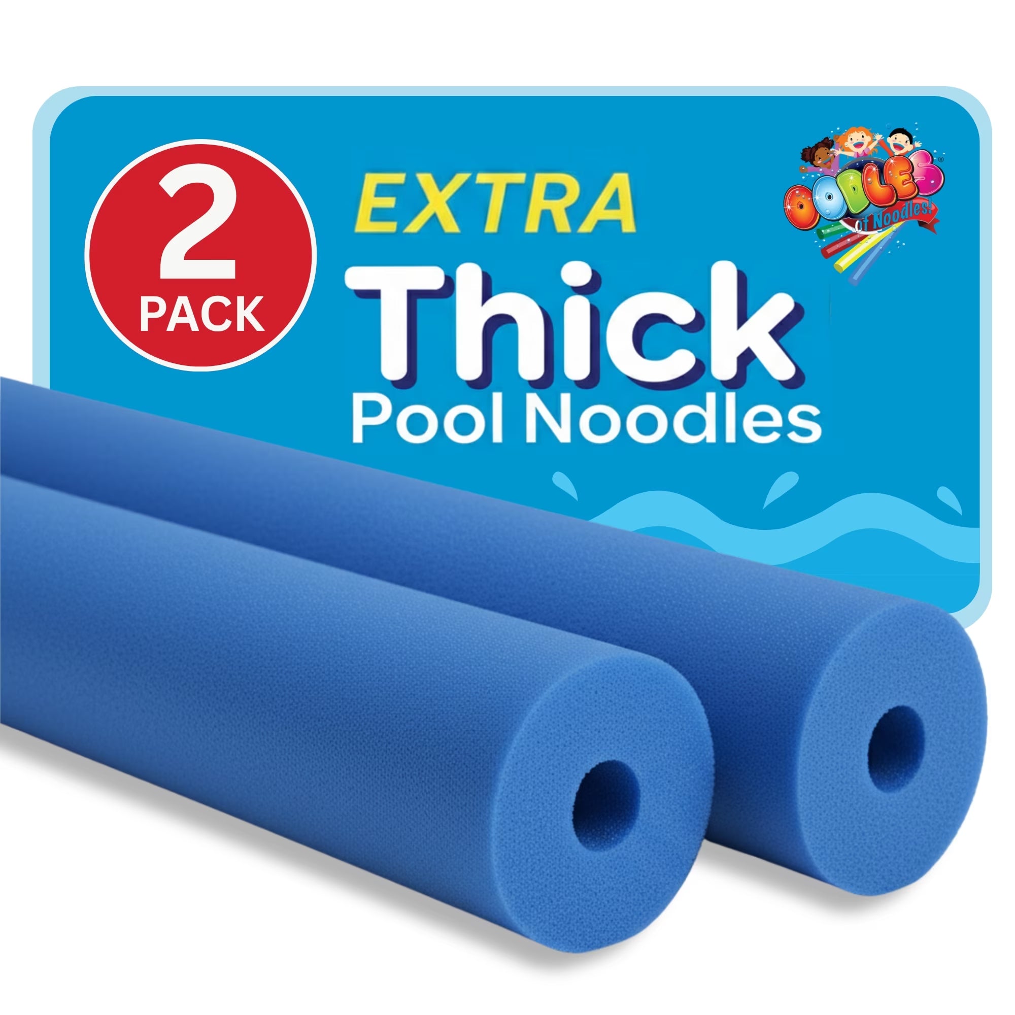 Premium Jumbo XL Foam Pool Swim Noodles, 2 Pack (Blue)