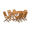 Beasley 7-Piece Patio Dining Set W/ Slat Back in Natural Oil