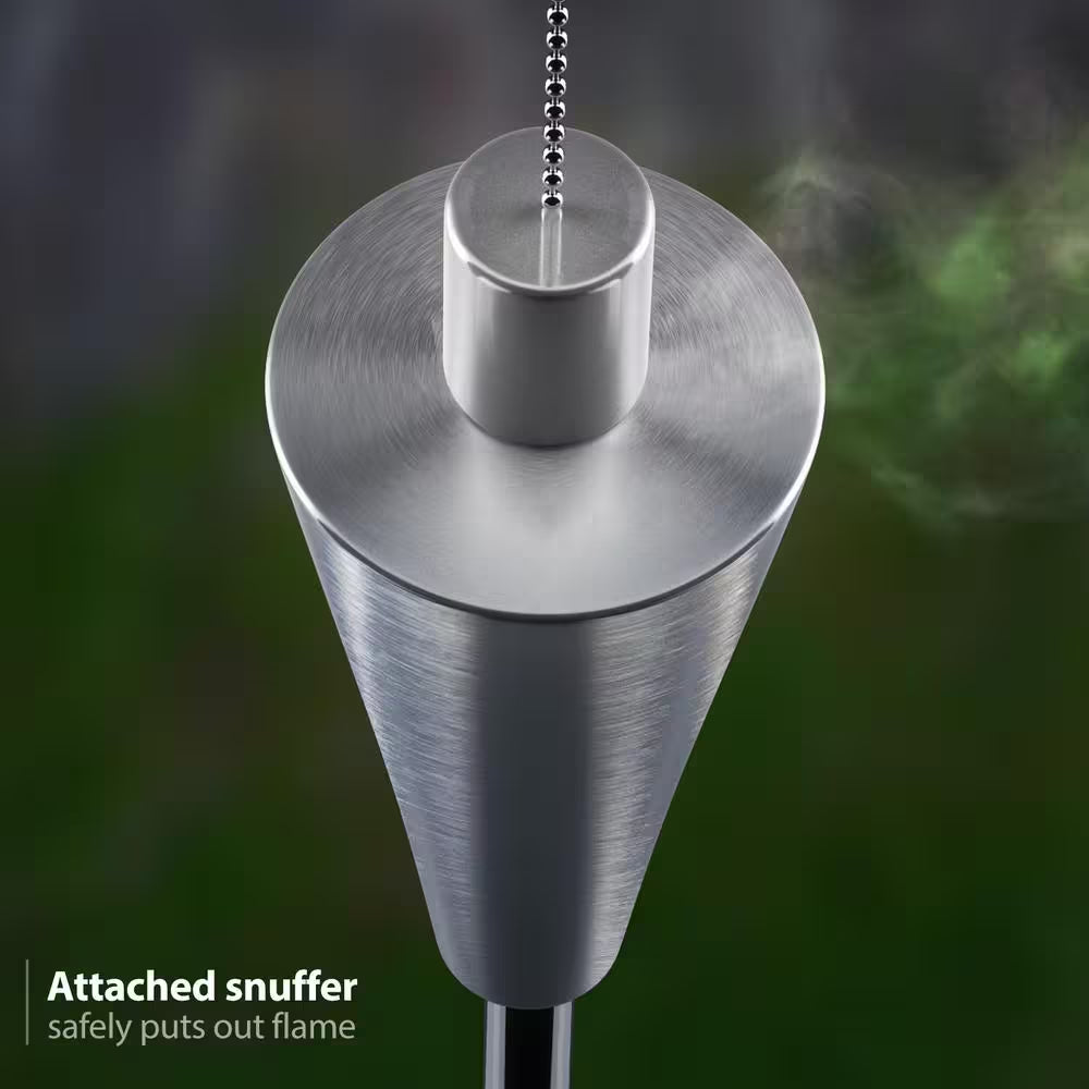 Outdoor Torches with Wick Aand Snuffer Cap Set of 4 (Cone), Citronella Oil Lamp, 3 In. X 60 In. Metal Oil Outdoor Torch