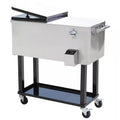 80 Qt. Patio Cooler, Rolling Cooling Bins Ice Chest, Drink Cooler Cart in Silver