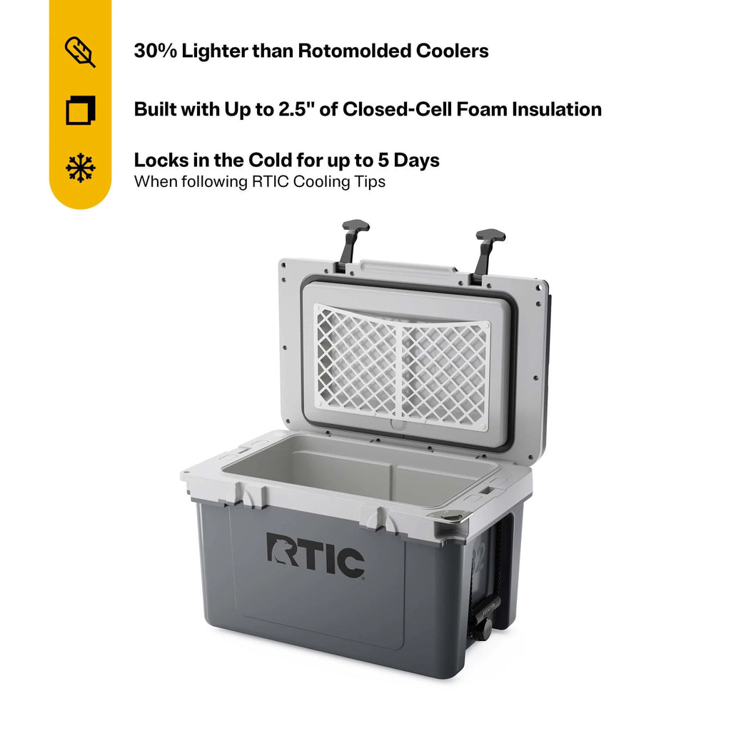 Ultra-Light 32 Qt Hard-Sided Ice Chest Cooler, Fits 48 Cans, Grey
