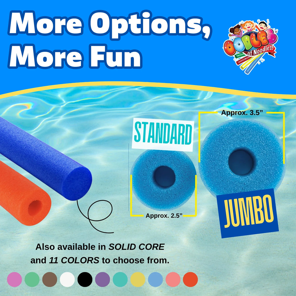 Premium Jumbo XL Foam Pool Swim Noodles, 2 Pack (Blue)