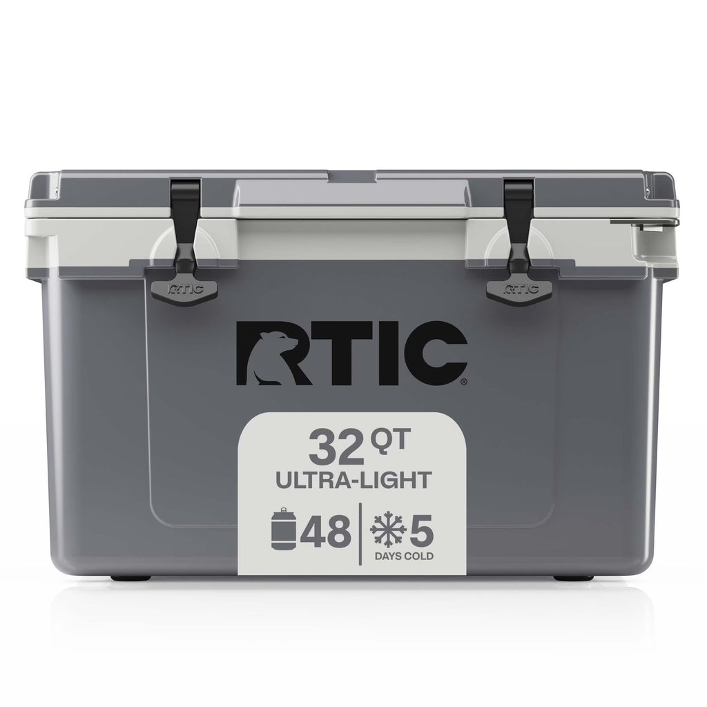 Ultra-Light 32 Qt Hard-Sided Ice Chest Cooler, Fits 48 Cans, Grey