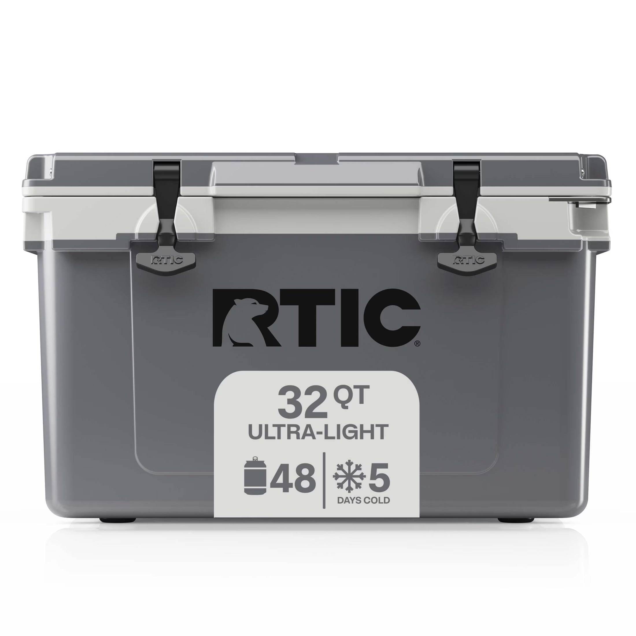 Ultra-Light 32 Qt Hard-Sided Ice Chest Cooler, Fits 48 Cans, Grey