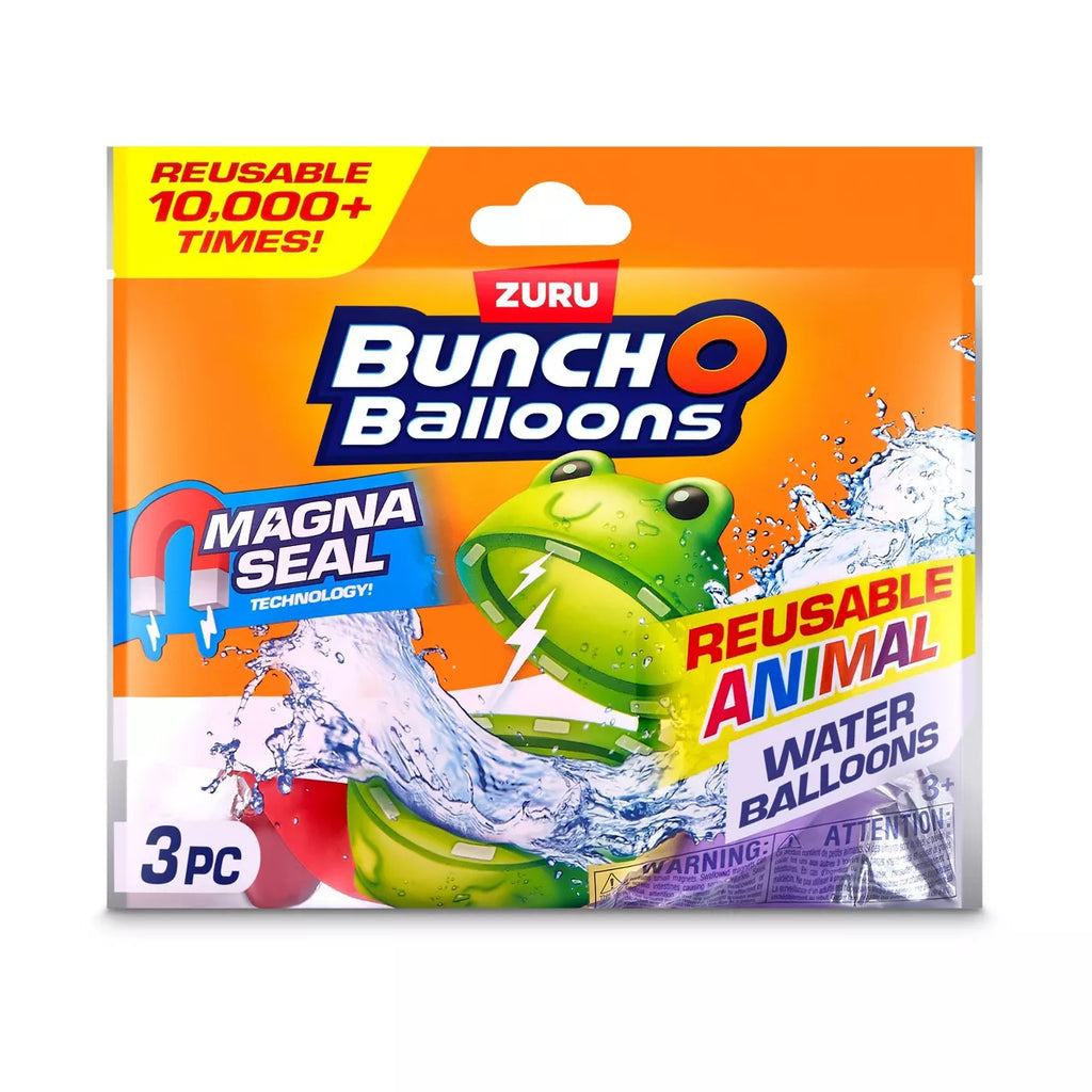 Bunch O Balloons Reusable Water Balloons Animals - 3Pk: Silicone Pool Toys for Kids