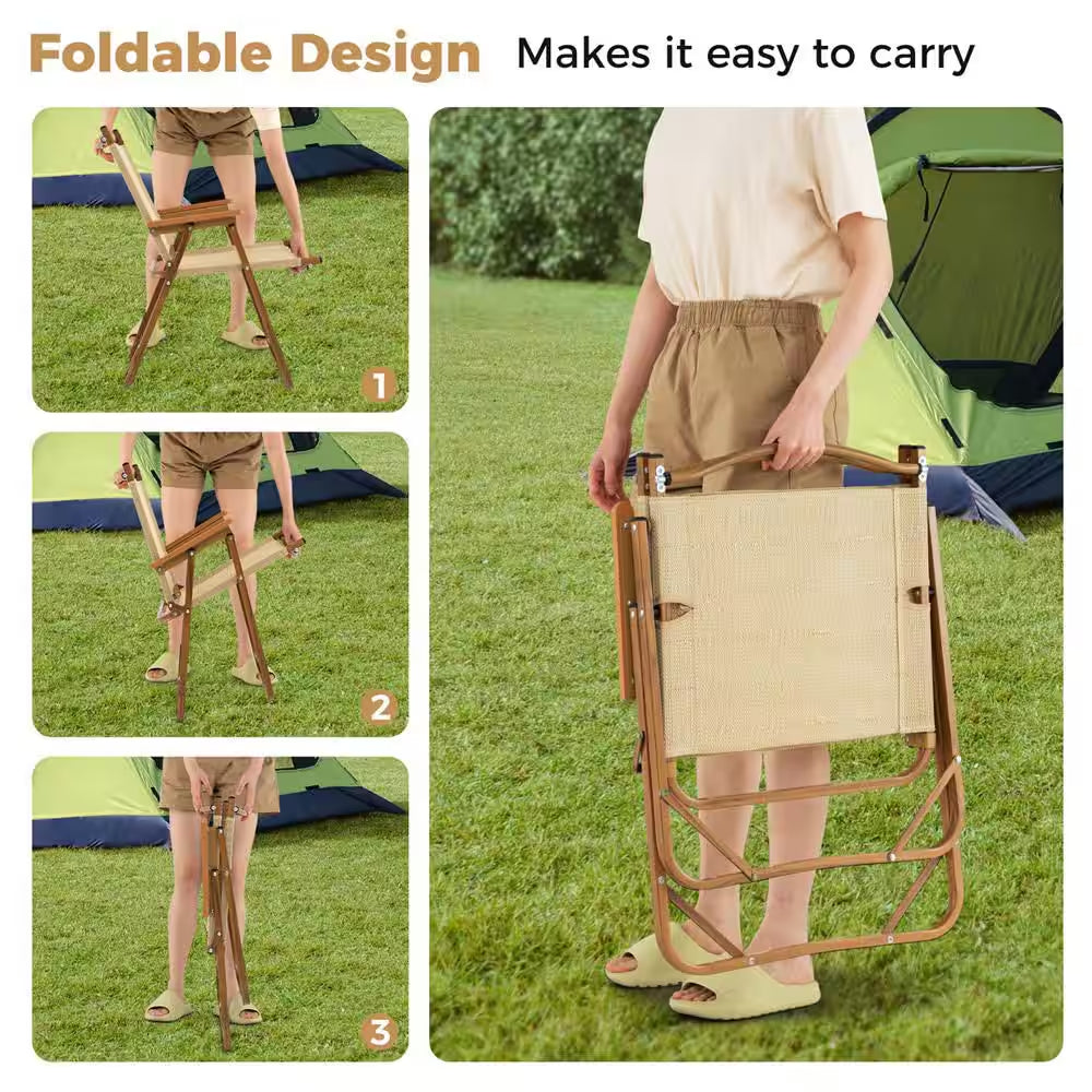 2-Pack Folding Camping Chairs Lightweight Fabric Lawn Chairs with Heavy Duty Aluminum Frame