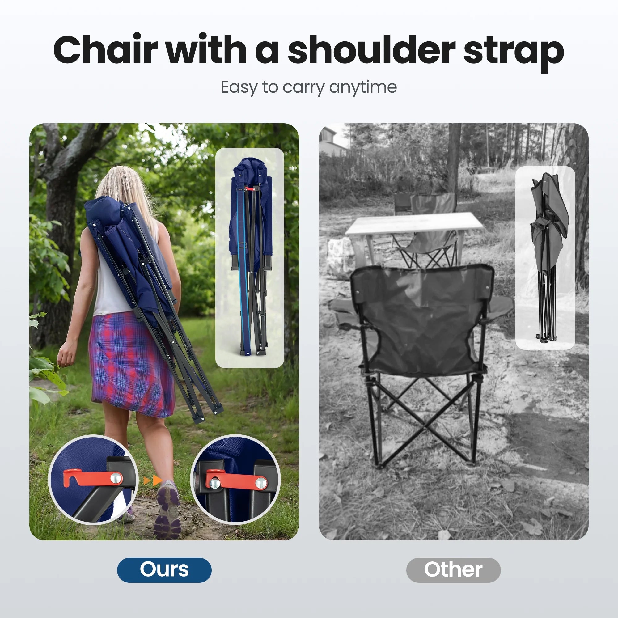 2-Pack Oversized Camping Chair Heavy Duty High Back Camping Chairs 500Lbs Capacity Folding Lawn Chairs with Cup Holder, Portable for Outdoor, Beach and Picnic, Blue