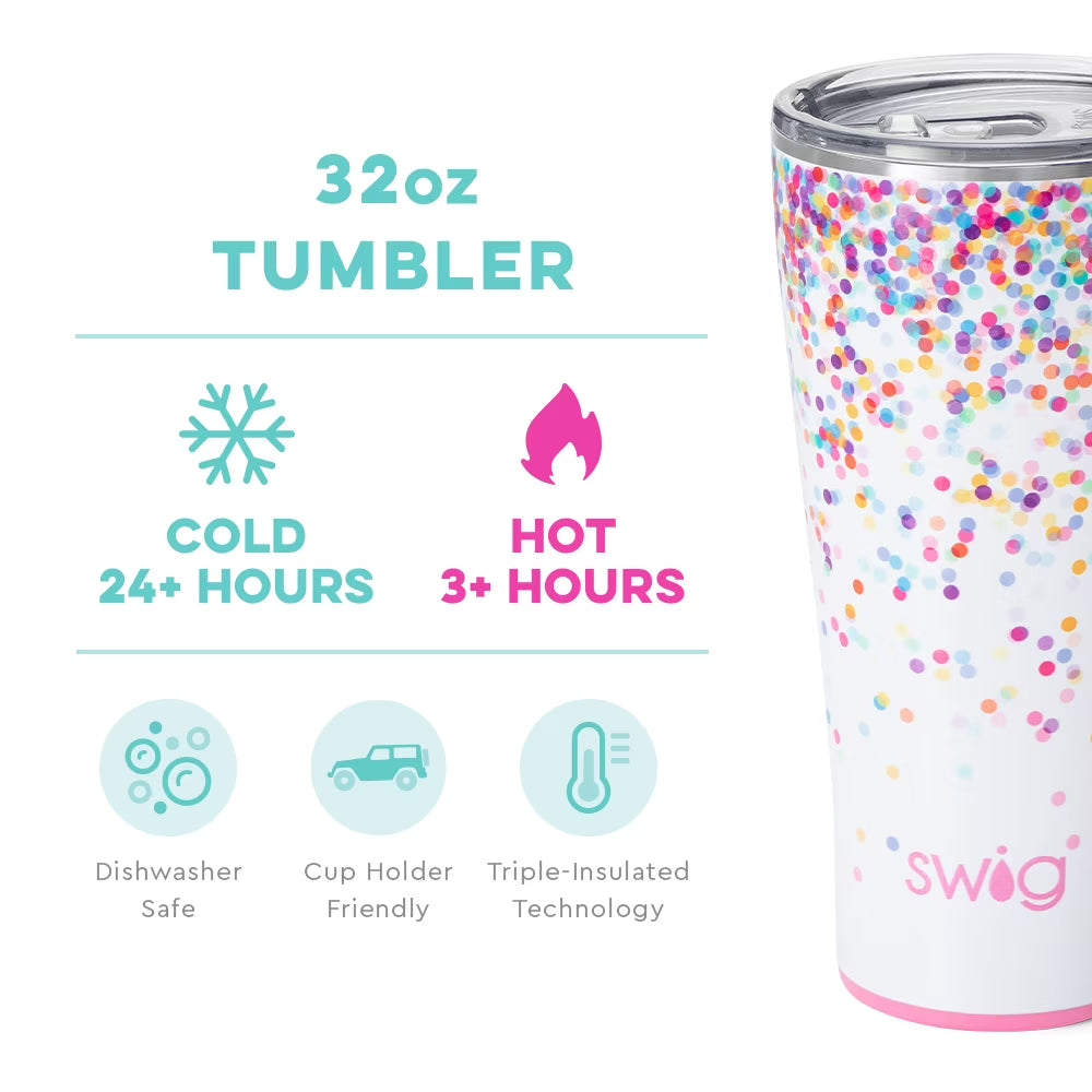 32Oz Tumbler | Insulated Stainless Steel Travel Tumbler | Confetti