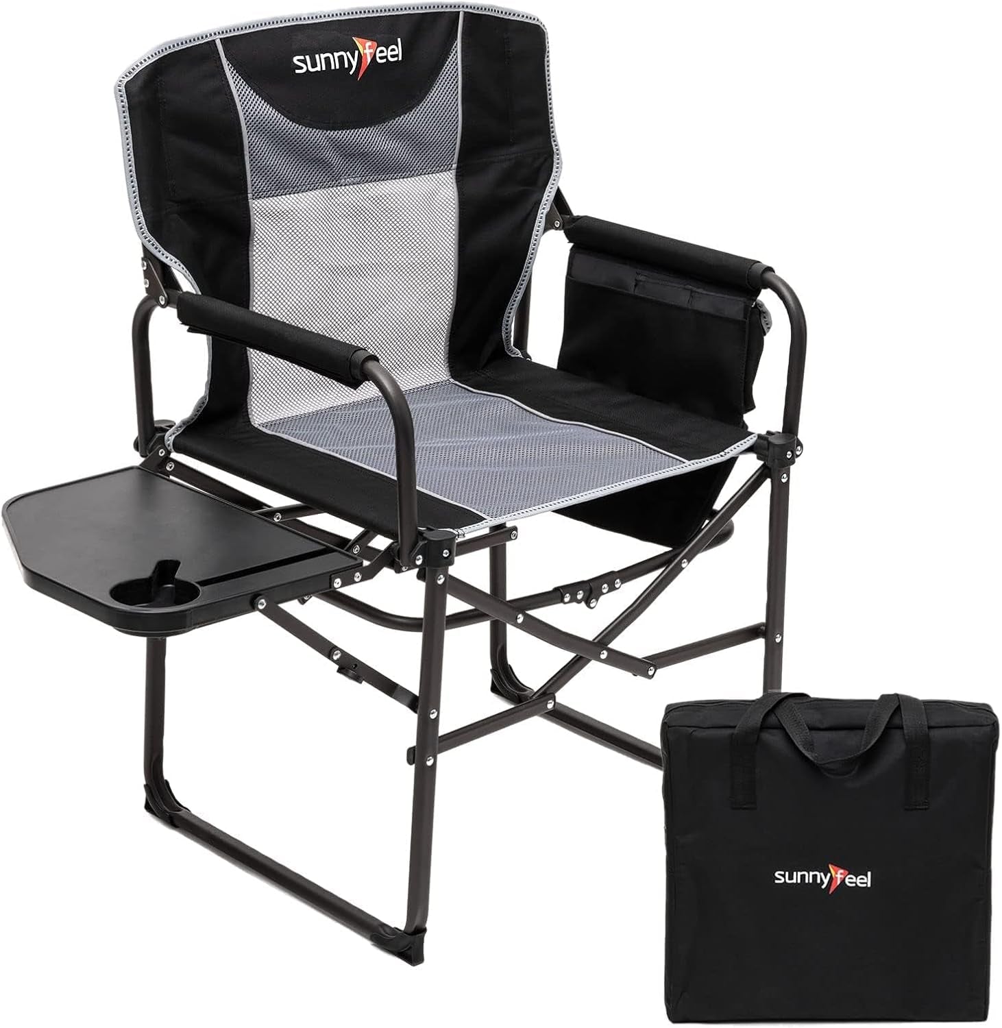 Oversized Camping Directors Chair, Portable Folding Lawn Chairs for Adults Heavy Duty with Side Table,Pocket for Beach, Fishing,Picnic,Concert,Tailgating，Outdoor Foldable Camp Chair