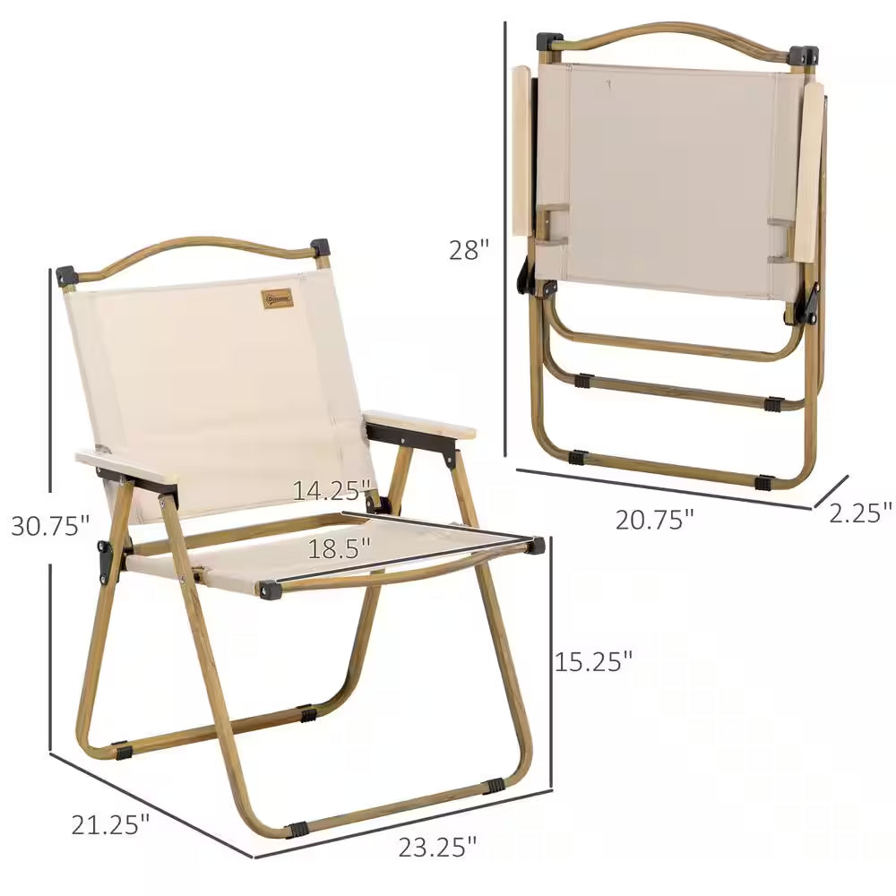 Set of 2 Camping Chair, Lightweight Folding Chair, Portable Armchairs, Perfect for Festivals, Fishing, Beach, Khaki
