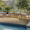 Acacia Wood Outdoor Dining Chair Patio Chairs with Gray Cushion for Garden (4-Pack)