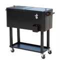 80 Qt. Rolling Cooler Ice Chest on Wheels Outdoor Party Drink Cooler Cart Black