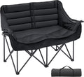 Double Camping Chair for 2 Person - Oversized Padded Folding Loveseat - Portable Camping Couch Heavy Duty Lawn Chairs for Outdoor Beach - Support 500LBS