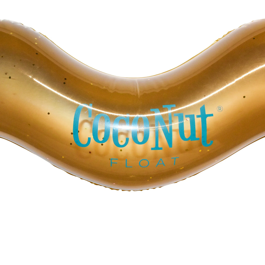 : Gold Glitter Heart Pool Float - 48"X40", Inflatable 48" Jumbo Ring, Anti-Leak, Durable, Water Accessory