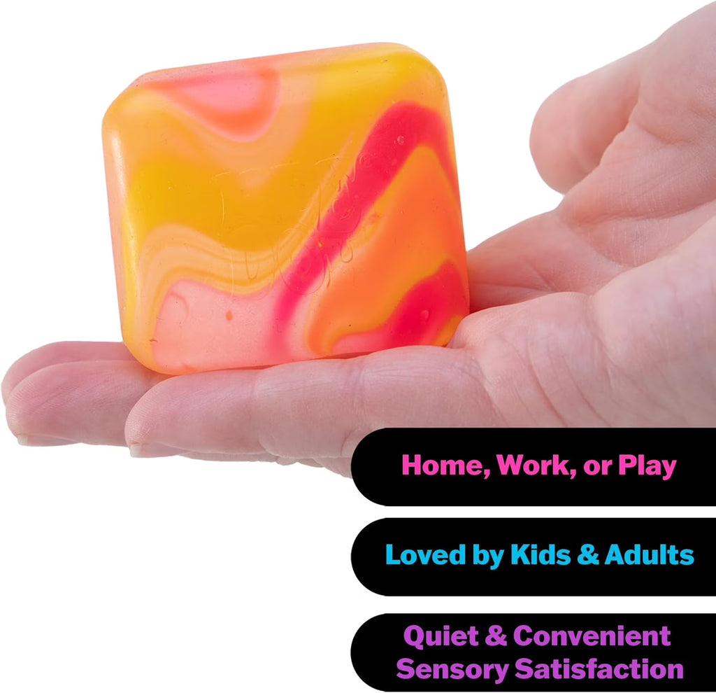 Schylling  Nice Cube Swirl - Sensory Toy with a Super Solid Squish - Unique, Swirling Color Blend - Ages 3 and up - Orange; One Cube per Pack