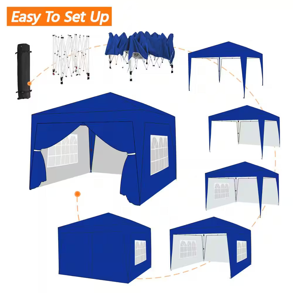 8 Ft. X 8 Ft. Blue Pop up Canopy Tent with 4 Sidewalls