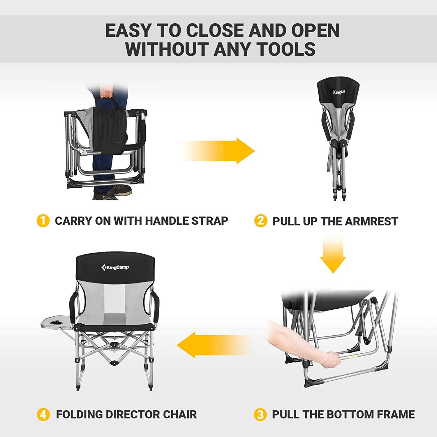 Camping Director Chair for Adults 2 Pack Heavy Duty Folding Lawn Chair for outside with Side Table Mesh Back Padded Armrest Support 300 Lbs for Outdoor Beach Backyard