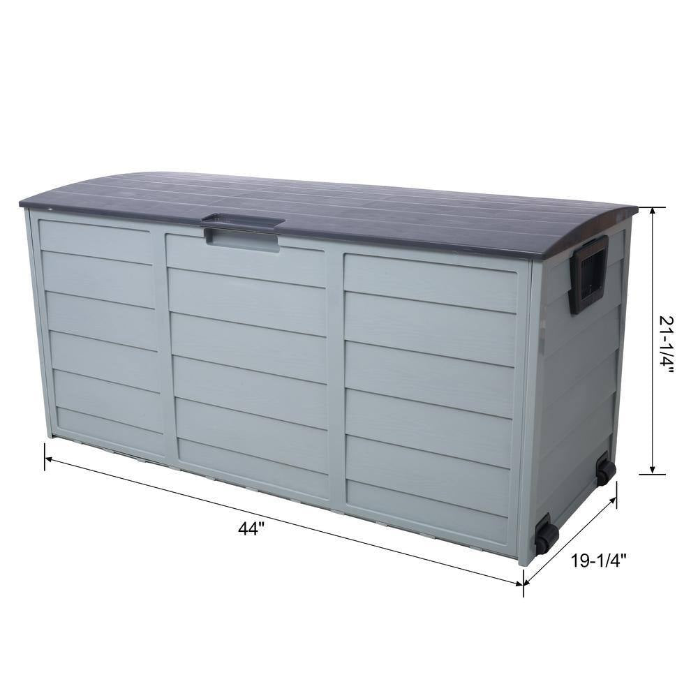 75 Gal. Outdoor All Weather UV Waterproof Resin Storage Deck Box, Shed Bin Bench with Wheel for Garden and Pool Tools