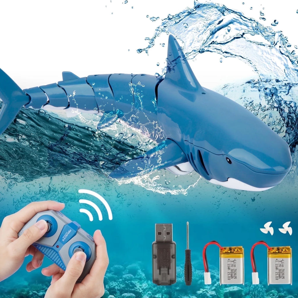 Remote Control Shark Toys, 2.4G Mini RC Boat Toy for Boys Girls, Swimming Pool Toys RC Shark Christmas Birthday Gifts for Kids Age 6+