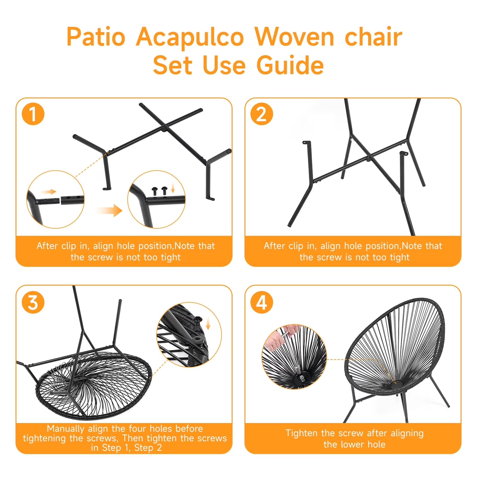 3 Piece Patio Acapulco Furniture Bistro Set, Outdoor Bistro Set Acapulco Chairs All-Weather Rattan Wicker Chairs with Plastic Rope and Coffee Table, Black