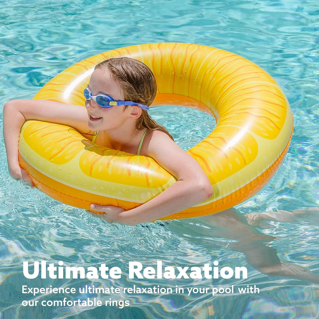 4 Packs 32'' Inflatable Pool Floats Fruit Tube Rings, Fruit Pool Tubes, Pool Floaties Toys, Beach Swimming Party Toys for Kids and Adults