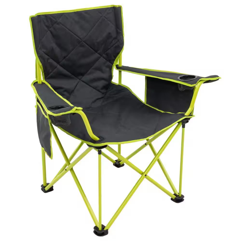 Camping Chairs for Adults with Mesh Cup Holders and Pockets, Built Durable and Reliable with Compact Charcoal/Citrus