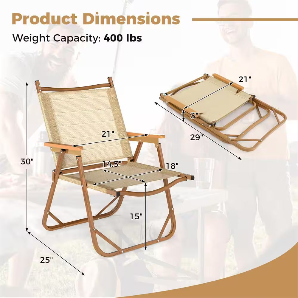 2-Pack Folding Camping Chairs Lightweight Fabric Lawn Chairs with Heavy Duty Aluminum Frame